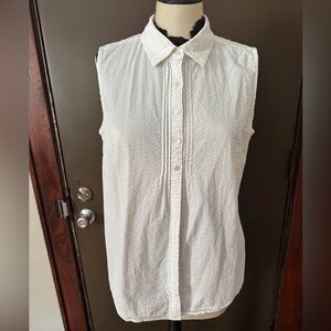 L.L. Bean Women's White Sleeveless Button Down Shirt